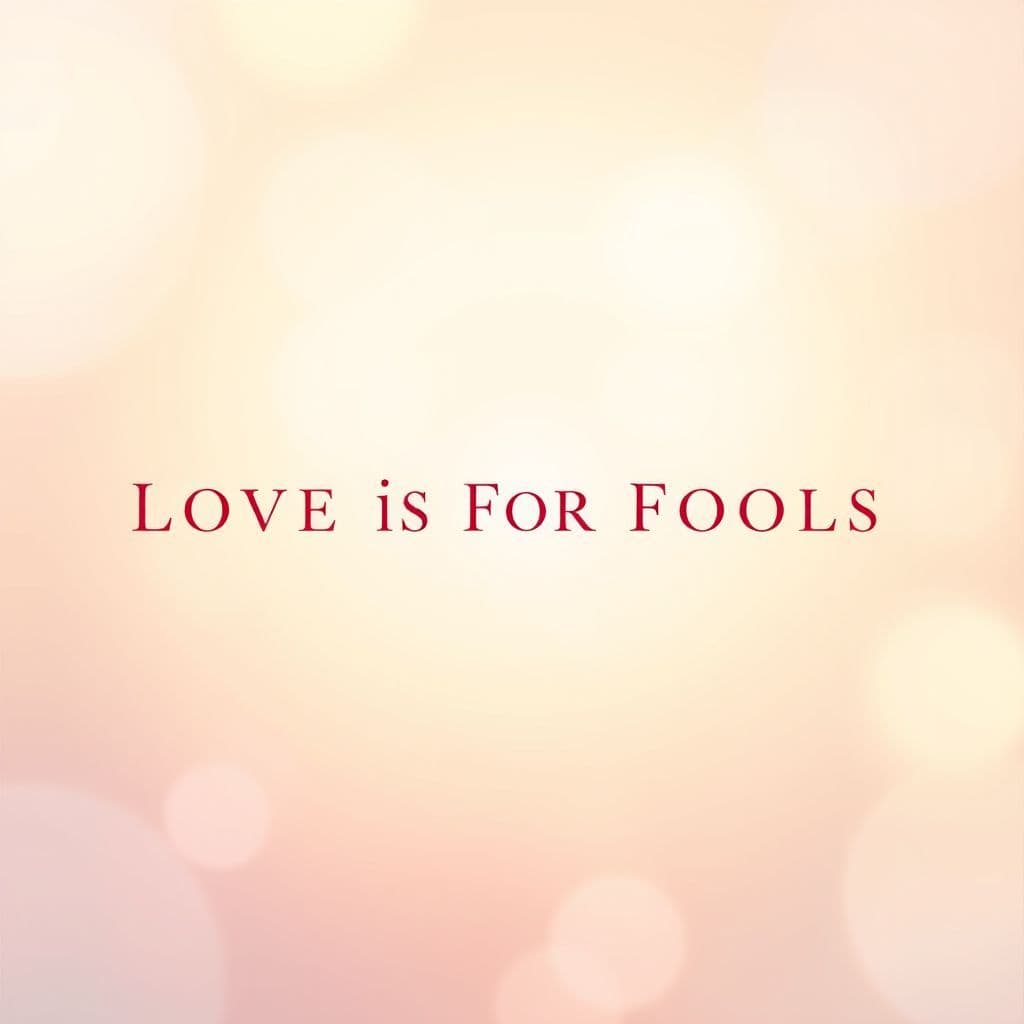 Pop AI Album Cover — A minimalist album cover featuring the title "Love Is For Fools" in elegant typography centered on a bright, soft gradient background; lens flares and delicate bokeh effects to create a whimsical, uplifting feel, warm pastel colors, photorealistic quality, 8k resolution.